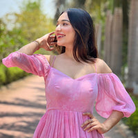 Rose Pink Floral Printed Dress