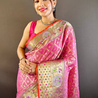 Zari Minakari Kota Doria Saree