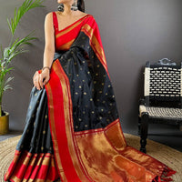 Premium Black Kanchi Rettepetta Sarees