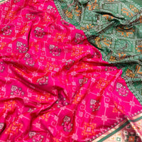 Pink Pochampally Patola Soft Silk Saree