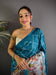 Teal Kalamkari Digital Printed Saree
