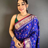 Purple Pochampally Double Ikkat Saree