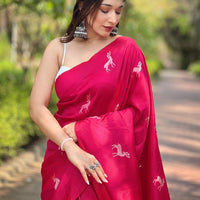 Rani Soft Silk Saree With Postar Weaving Zari Pallu