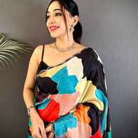 Opulent Freehand Abstract Chinnon Saree