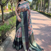 Green Colour Double Border Chex Weaving Banarasi Soft Silk Saree