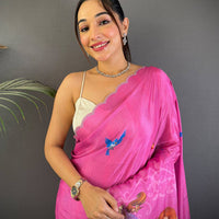 Radiance Barbie Digital Print Chinnon Saree