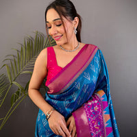 Ethereal Sky Blue Soft Silk Ikkat Saree