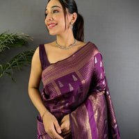 Regal Wine Banarasi Katan Silk Saree