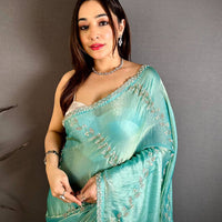 Crystal Peal Satin Tissue Saree