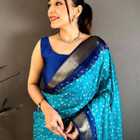 Aqua Bandhej Fusion Dola Print Saree