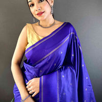 Royal Purple Soft Silk Kolam Print Saree