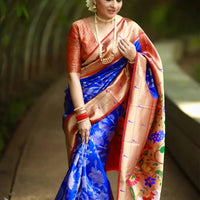 Sangeeta Renuke in Royal Blue Paithani Silk Pichwai Woven Saree