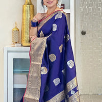 Purple Banarasi Silk Kanchi Zari Weaving Saree