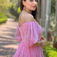Rose Pink Floral Printed Dress