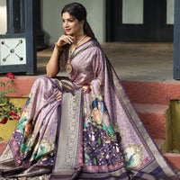 Pure Viscose Dola Silk Saree With Zari Weaving Pallu In Light Purple Colour - Luxe