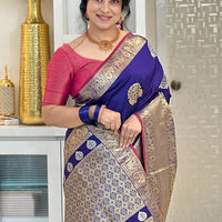 Purple Banarasi Silk Kanchi Zari Weaving Saree