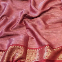 Pista Colour Double Border Chex Weaving Banarasi Soft Silk Saree