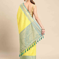 Yellow Banarasi Katan Butti Design Festive Wear Saree