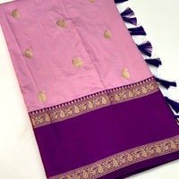 Pink Gadwal Pure Soft Silk Saree