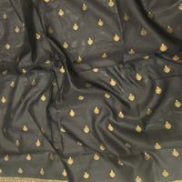 Black Soft Silk Saree With Zari Chex Border