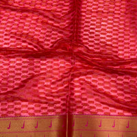 Kalamkari Silk Saree With Pink-Gold Border