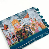 Teal Kalamkari Digital Printed Saree