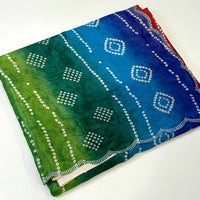 Stylish Chiffon Bandhej Swarovski Saree