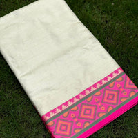 White Pochampally Ikkat Saree