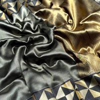 Black Sona Chandi Weave Katan Silk Saree