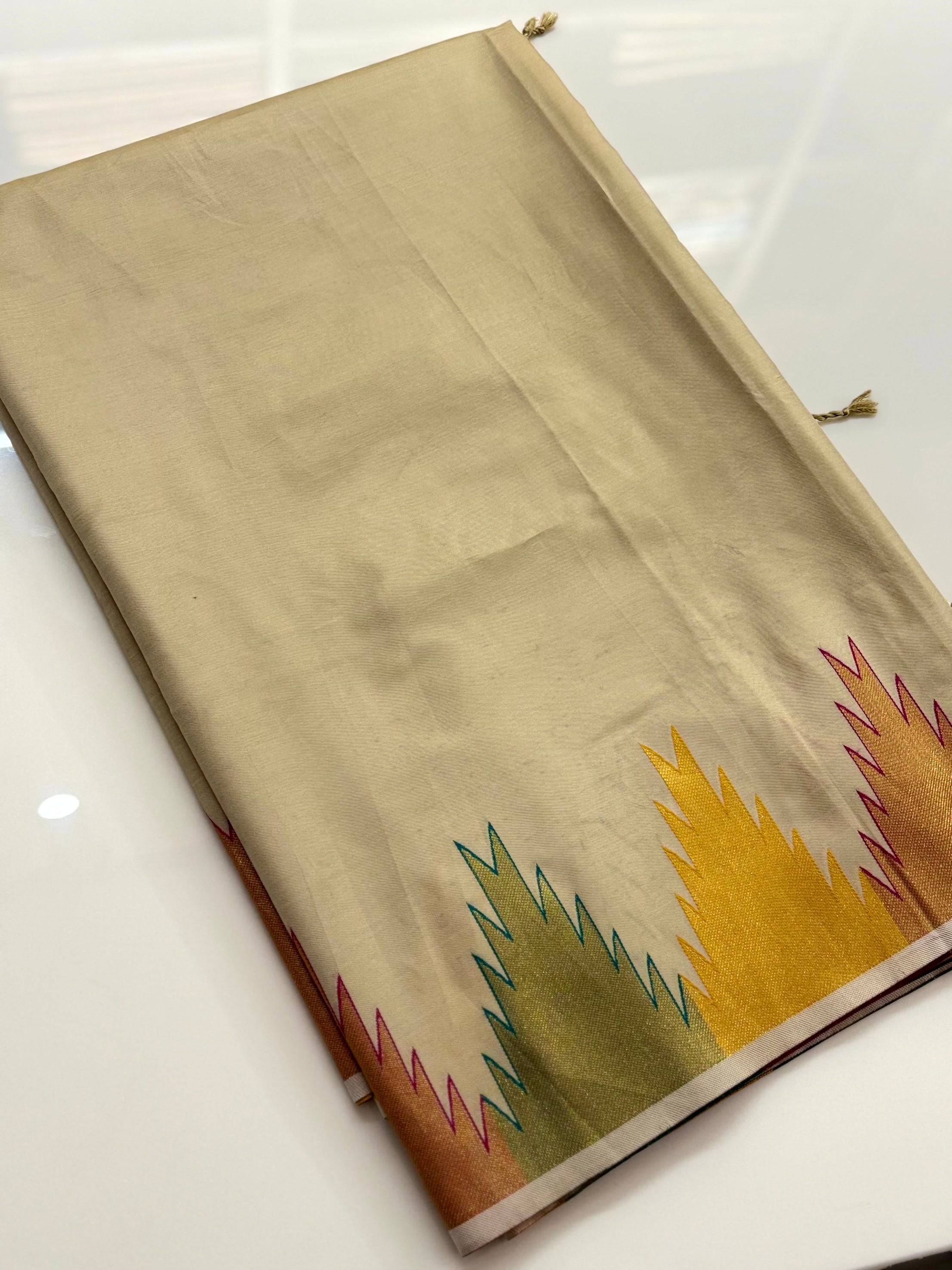 Chiku Copper Radiance Soft Silk Saree