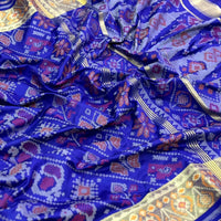 Blue Double Ikkat Heritage Saree