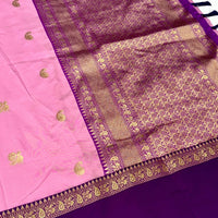 Pink Gadwal Pure Soft Silk Saree