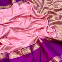 Pink Gadwal Pure Soft Silk Saree