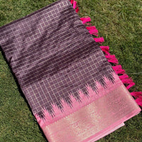 Brown Banarasi Silk Gadwal Pattu Saree