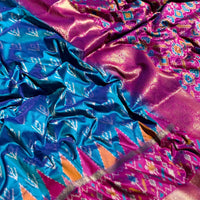 Ethereal Sky Blue Soft Silk Ikkat Saree