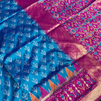 Ethereal Sky Blue Soft Silk Ikkat Saree