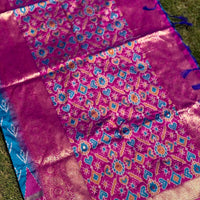 Ethereal Sky Blue Soft Silk Ikkat Saree