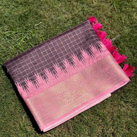 Brown Banarasi Silk Gadwal Pattu Saree