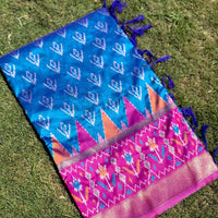 Ethereal Sky Blue Soft Silk Ikkat Saree
