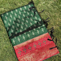 Radiance Green Soft Silk Ikkat Saree