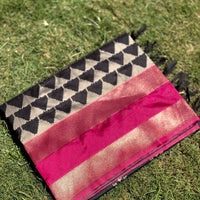 Radiant Black Soft Silk Ikkat Saree