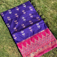 Regal Purple Soft Silk Ikkat Saree