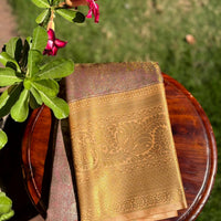 Blush Pink Golden Threadwork Dharmavaram Saree