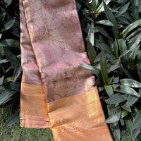 Blush Pink Golden Threadwork Dharmavaram Saree