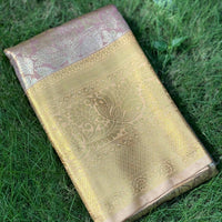 Blush Pink Golden Threadwork Dharmavaram Saree