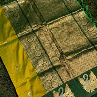 Green Swan Motif Soft Silk Saree