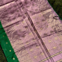 Green Silk Blend Floral Saree