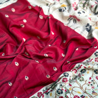 Red Pure Cotton Viscose Kalamkari Print Saree