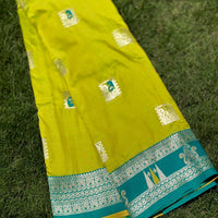 Lime Green Soft Silk Kanjivaram Saree
