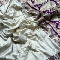 White Soft Silk Feather Saree